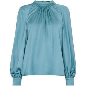 Whistles Teal Lea Satin Blouse